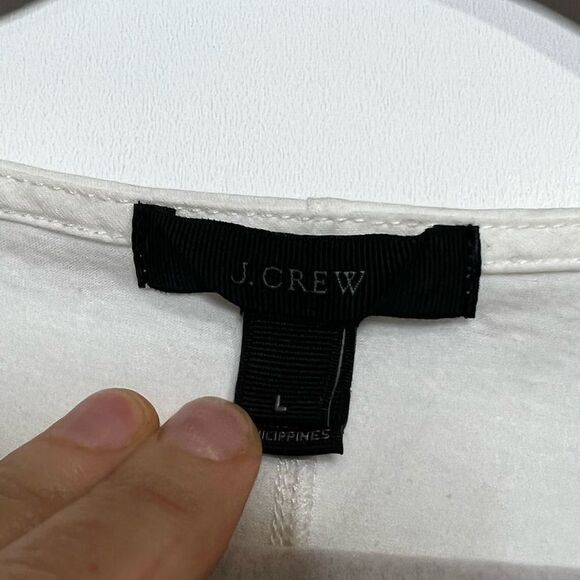 J. Crew White Cotton Poly Accent Shirt Blouse - Picture 3 of 9